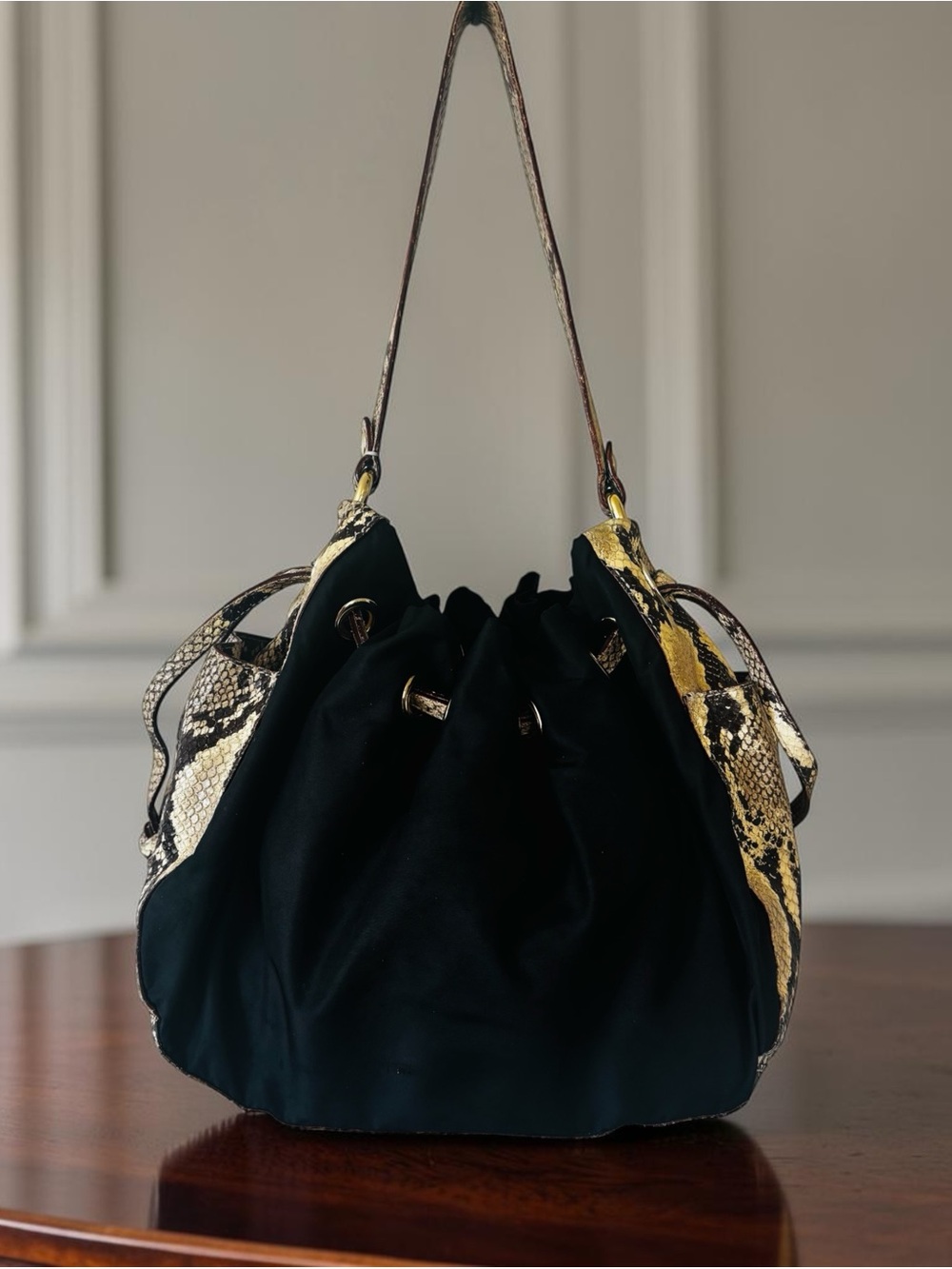kate spade Black Shoulder Bag with Snakeskin Trim